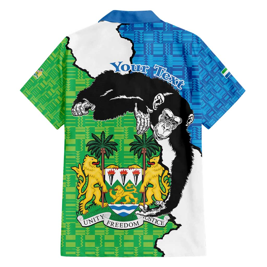 Personalised Sierra Leone Family Matching Off Shoulder Maxi Dress and Hawaiian Shirt Chimpanzee With Coat Of Arms - Wonder Print Shop