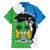 Personalised Sierra Leone Family Matching Off Shoulder Short Dress and Hawaiian Shirt Chimpanzee With Coat Of Arms - Wonder Print Shop