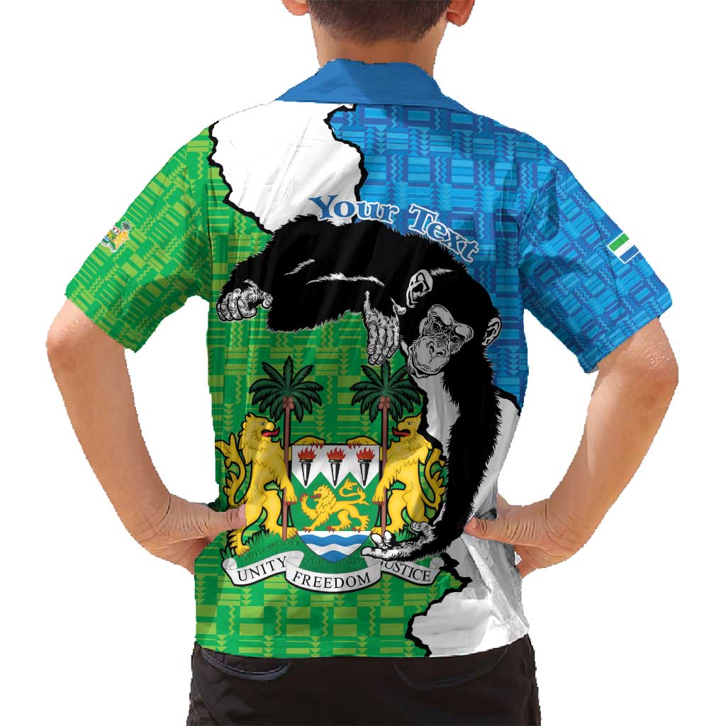 Personalised Sierra Leone Family Matching Tank Maxi Dress and Hawaiian Shirt Chimpanzee With Coat Of Arms - Wonder Print Shop