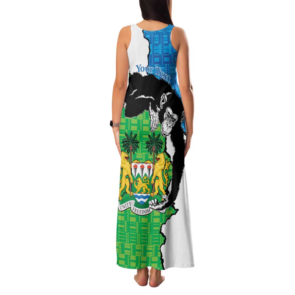 Personalised Sierra Leone Family Matching Tank Maxi Dress and Hawaiian Shirt Chimpanzee With Coat Of Arms - Wonder Print Shop