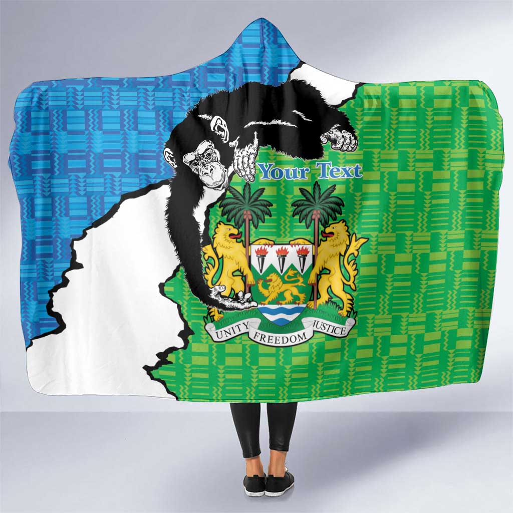Personalised Sierra Leone Hooded Blanket Chimpanzee With Coat Of Arms