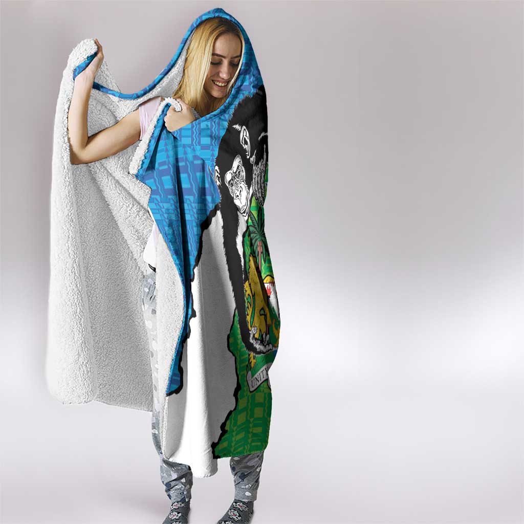 Personalised Sierra Leone Hooded Blanket Chimpanzee With Coat Of Arms