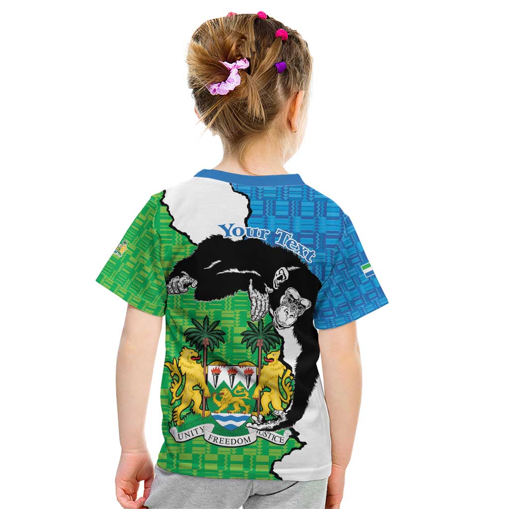 Personalised Sierra Leone Kid T Shirt Chimpanzee With Coat Of Arms - Wonder Print Shop