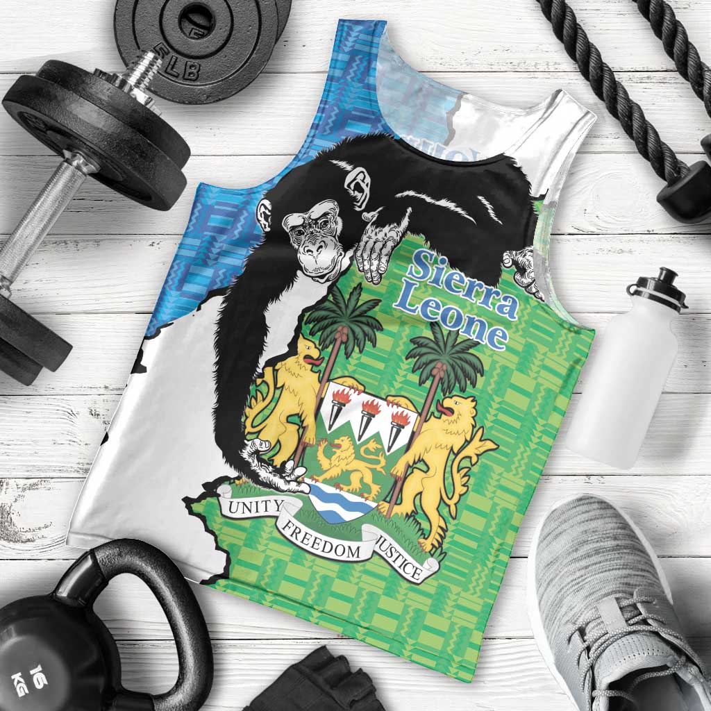 Personalised Sierra Leone Men Tank Top Chimpanzee With Coat Of Arms - Wonder Print Shop