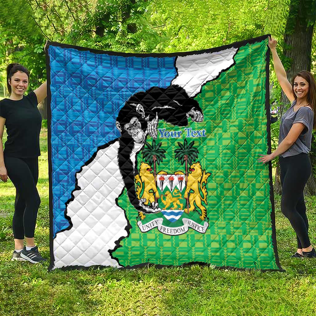 Personalised Sierra Leone Quilt Chimpanzee With Coat Of Arms - Wonder Print Shop