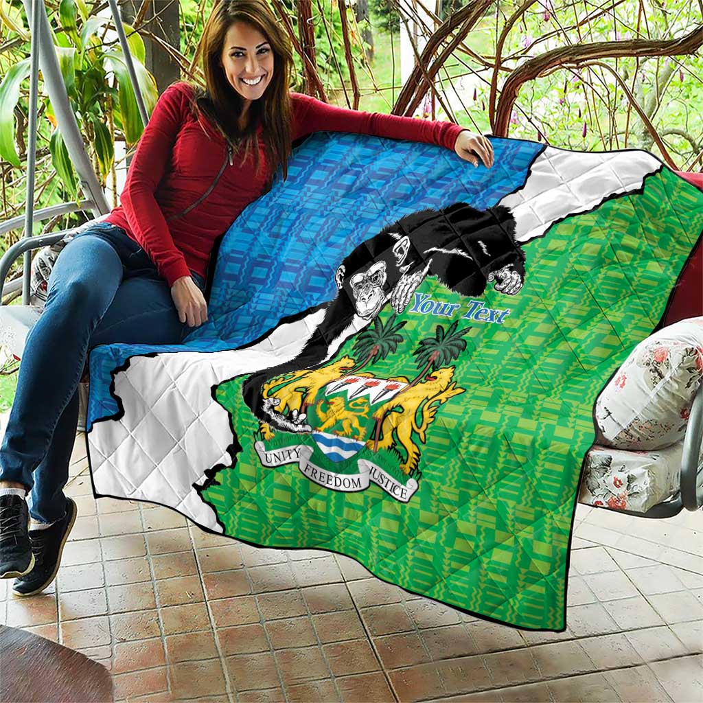 Personalised Sierra Leone Quilt Chimpanzee With Coat Of Arms - Wonder Print Shop