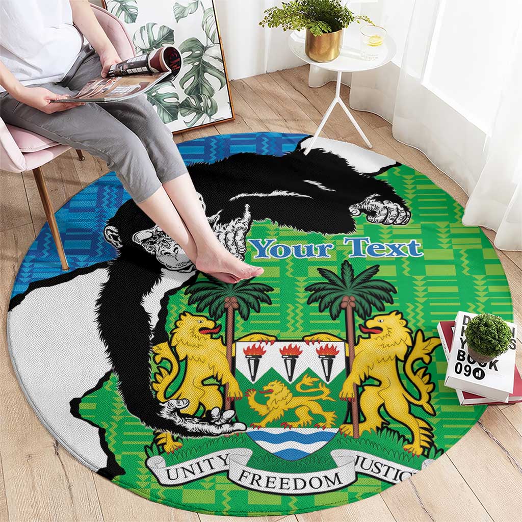 Personalised Sierra Leone Round Carpet Chimpanzee With Coat Of Arms