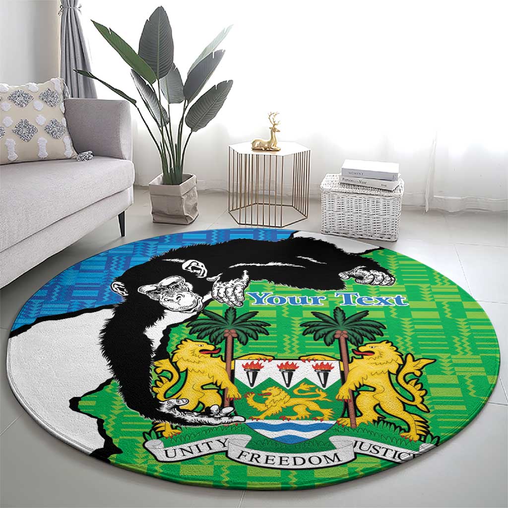 Personalised Sierra Leone Round Carpet Chimpanzee With Coat Of Arms