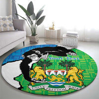 Personalised Sierra Leone Round Carpet Chimpanzee With Coat Of Arms