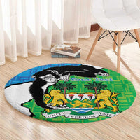 Personalised Sierra Leone Round Carpet Chimpanzee With Coat Of Arms