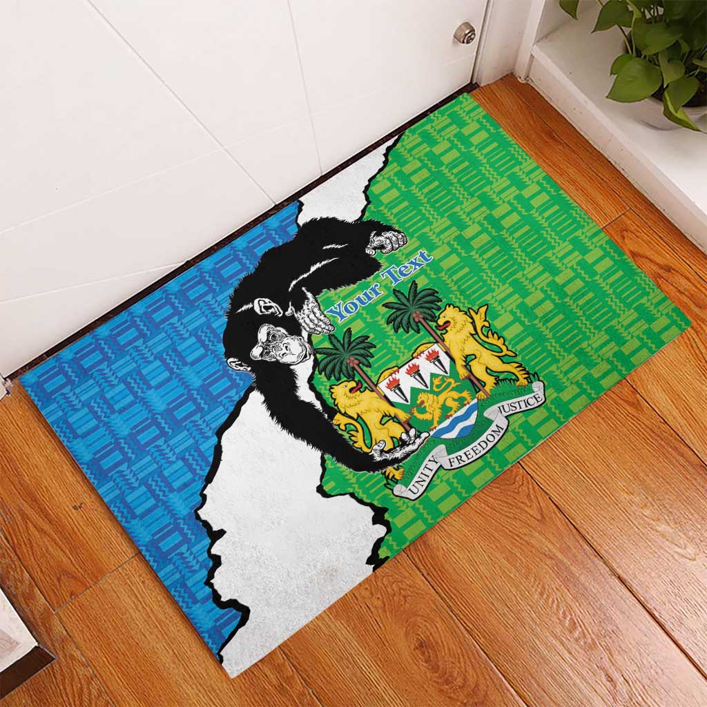 Personalised Sierra Leone Rubber Doormat Chimpanzee With Coat Of Arms - Wonder Print Shop