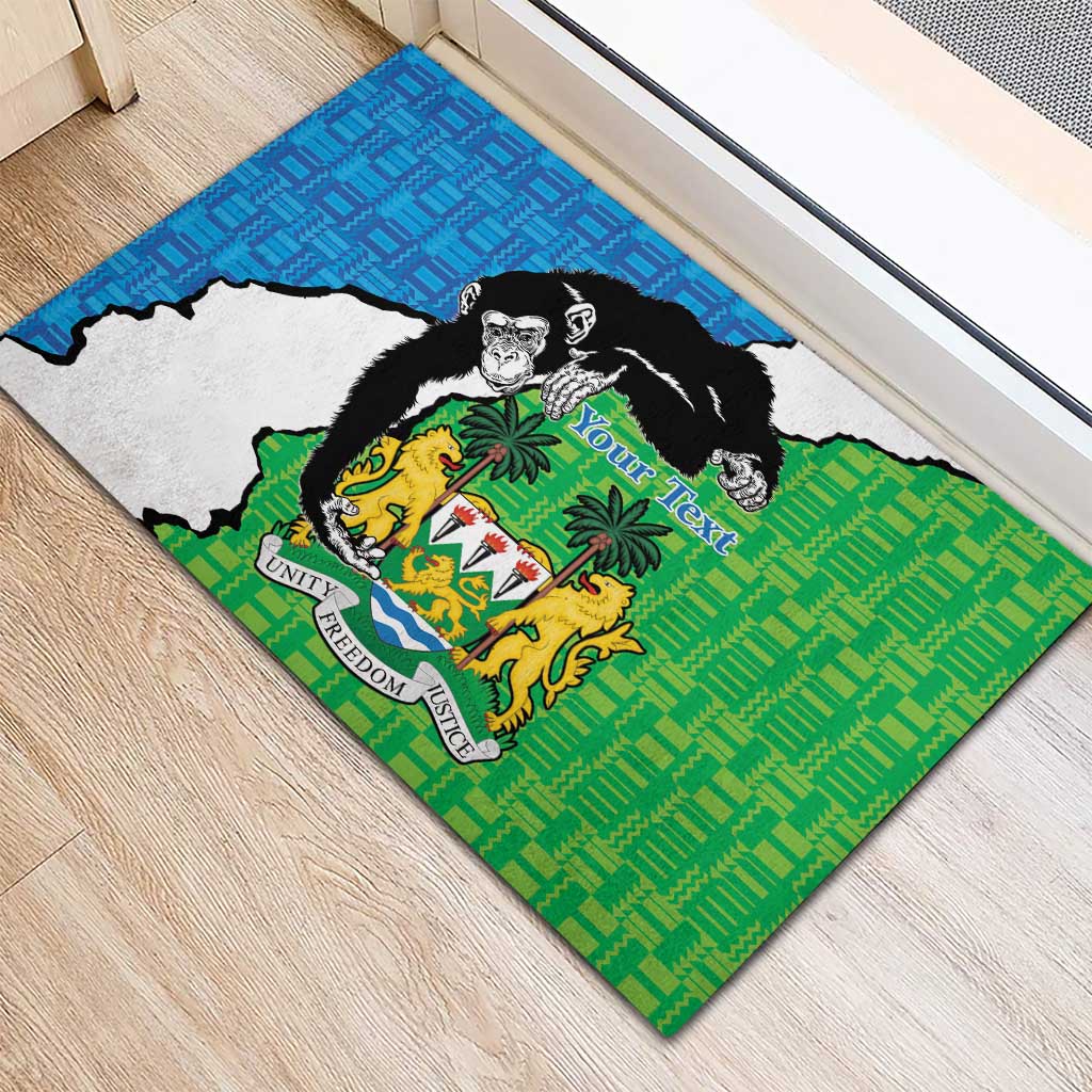Personalised Sierra Leone Rubber Doormat Chimpanzee With Coat Of Arms - Wonder Print Shop