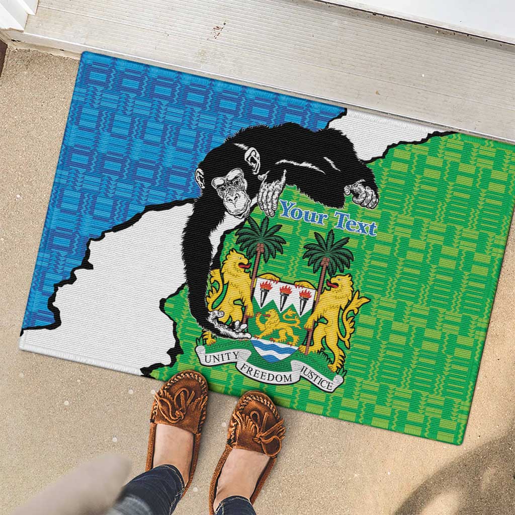 Personalised Sierra Leone Rubber Doormat Chimpanzee With Coat Of Arms - Wonder Print Shop