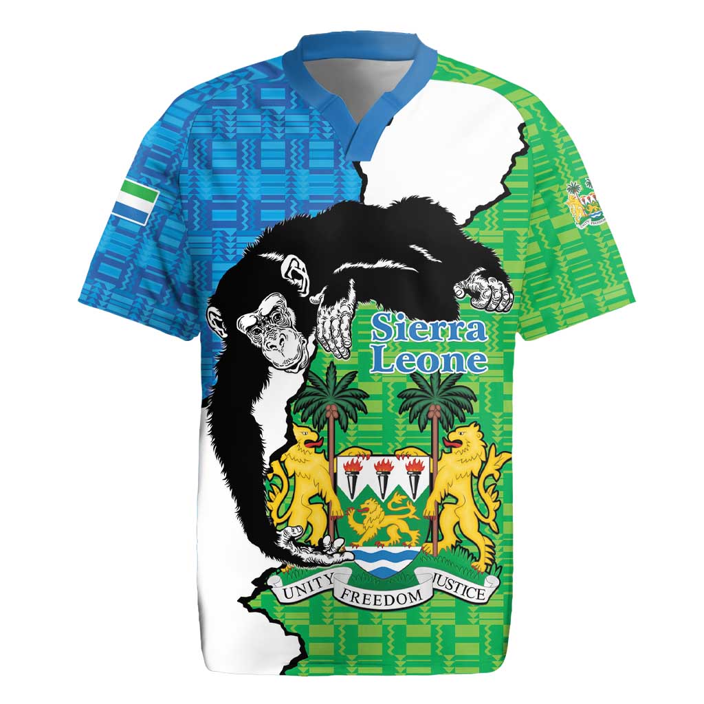 Personalised Sierra Leone Rugby Jersey Chimpanzee With Coat Of Arms - Wonder Print Shop