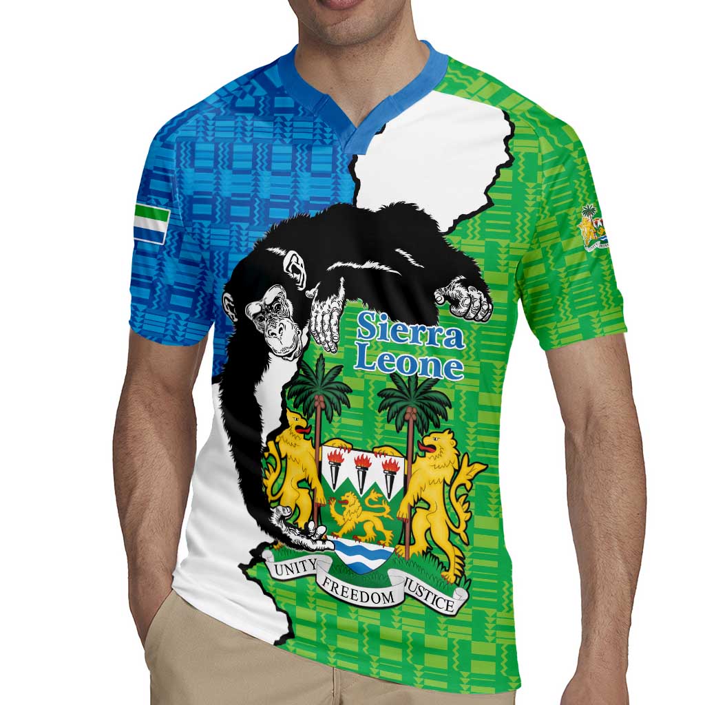 Personalised Sierra Leone Rugby Jersey Chimpanzee With Coat Of Arms - Wonder Print Shop
