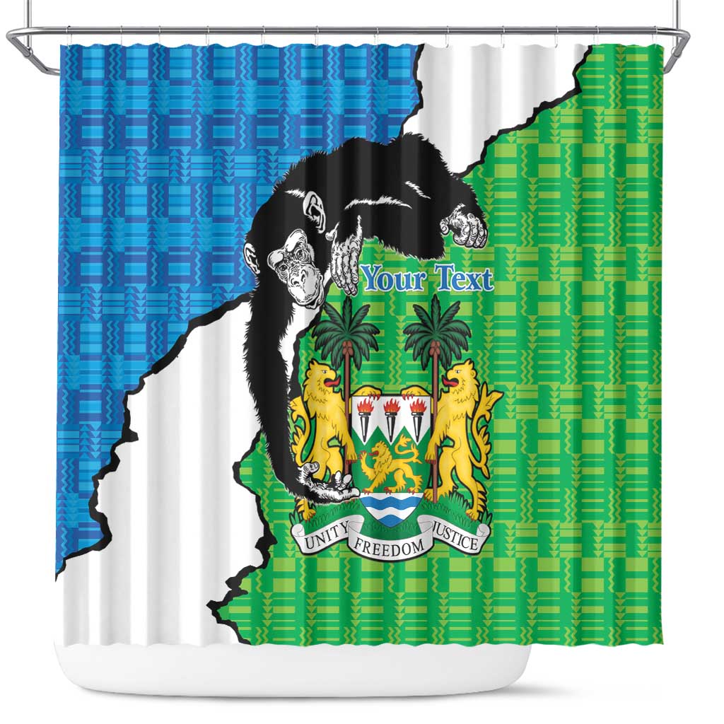 Personalised Sierra Leone Shower Curtain Chimpanzee With Coat Of Arms