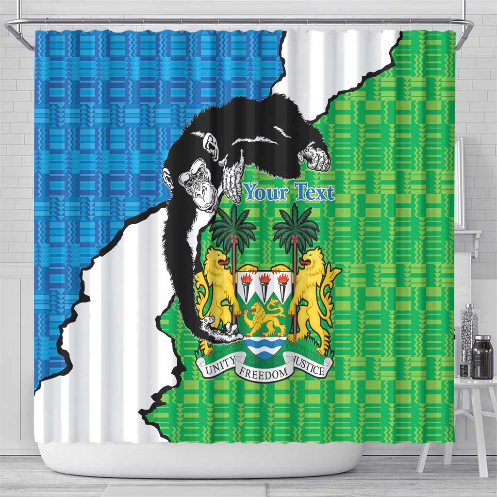 Personalised Sierra Leone Shower Curtain Chimpanzee With Coat Of Arms