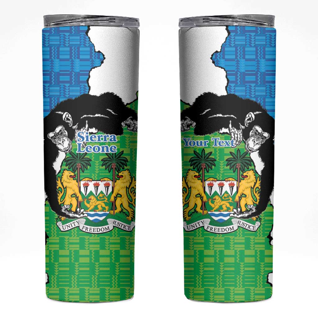 Personalised Sierra Leone Skinny Tumbler Chimpanzee With Coat Of Arms - Wonder Print Shop
