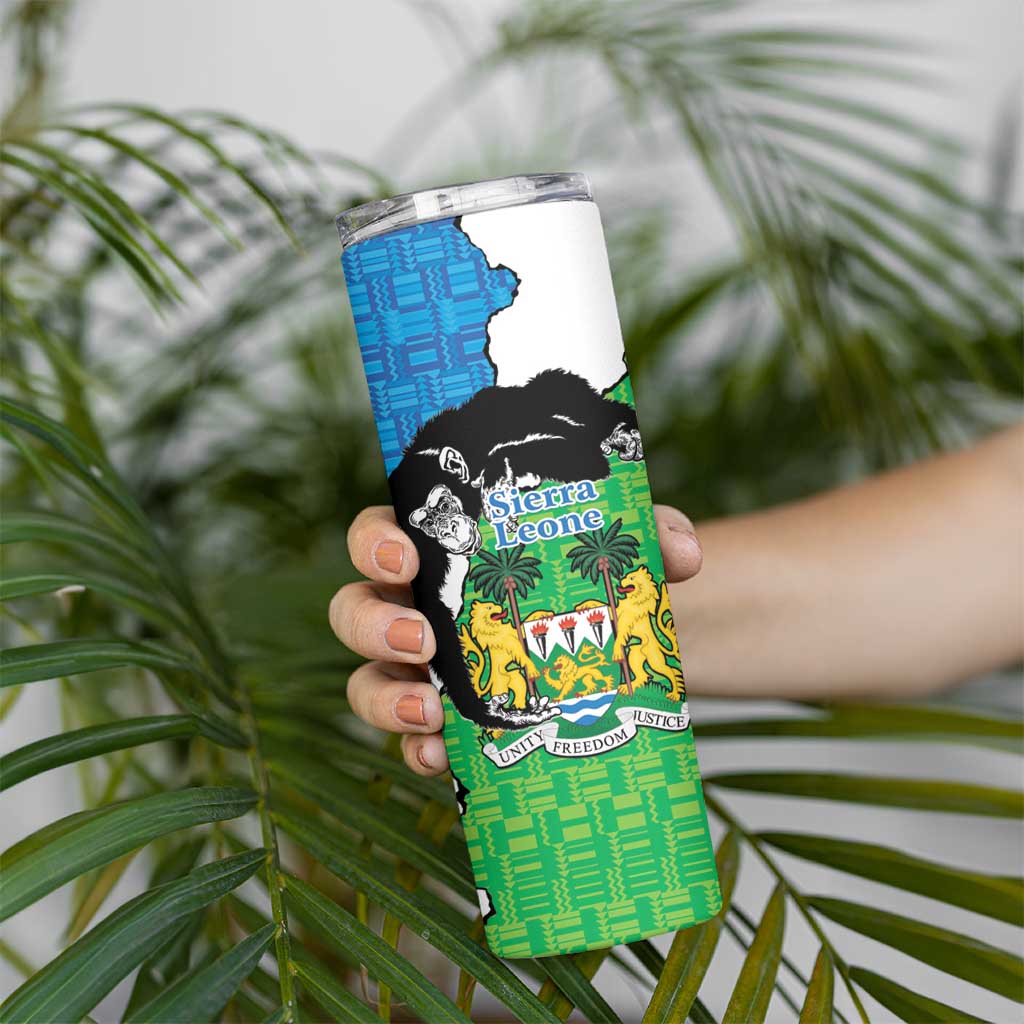 Personalised Sierra Leone Skinny Tumbler Chimpanzee With Coat Of Arms - Wonder Print Shop