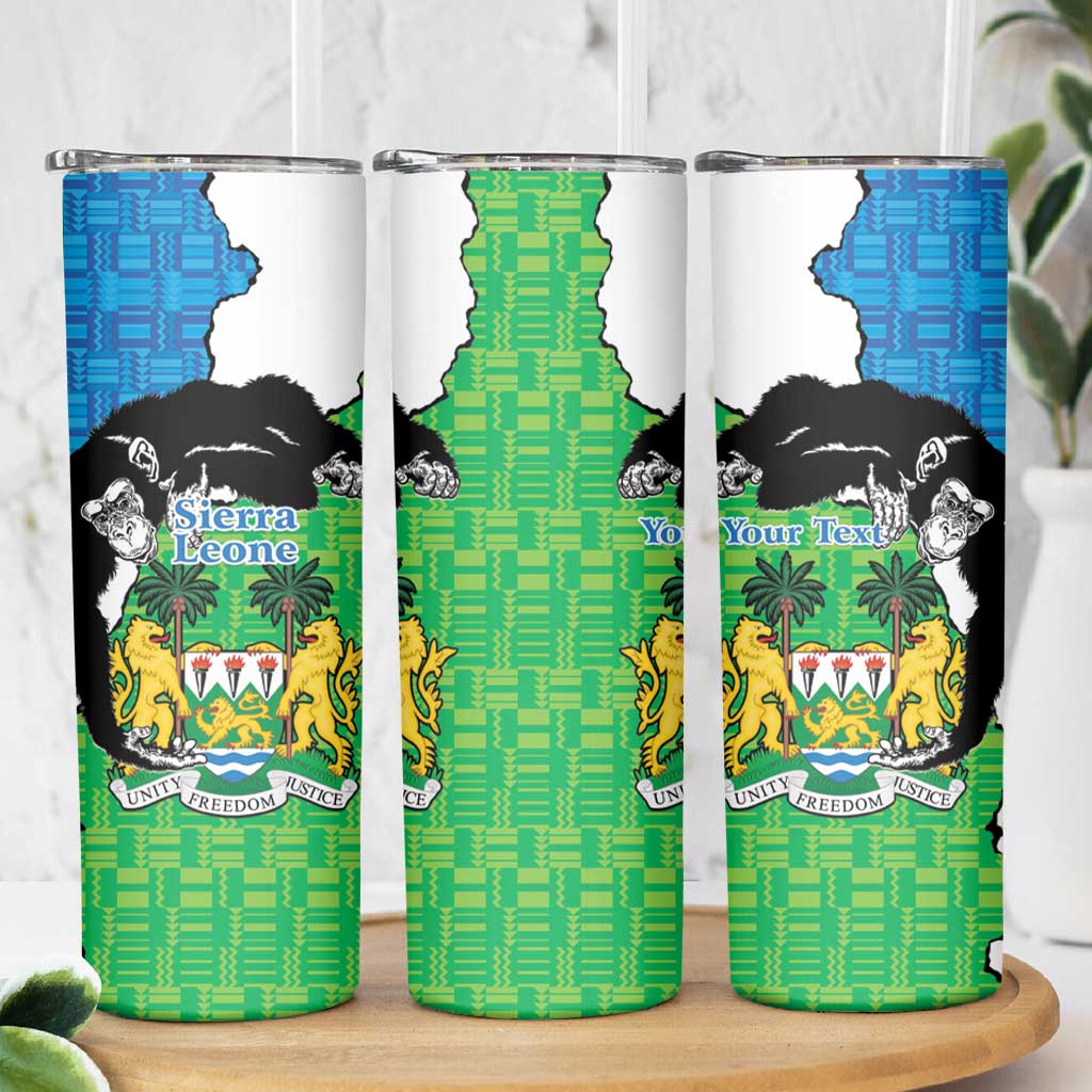 Personalised Sierra Leone Skinny Tumbler Chimpanzee With Coat Of Arms - Wonder Print Shop