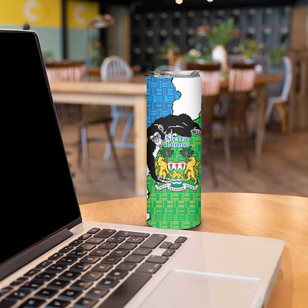 Personalised Sierra Leone Skinny Tumbler Chimpanzee With Coat Of Arms - Wonder Print Shop