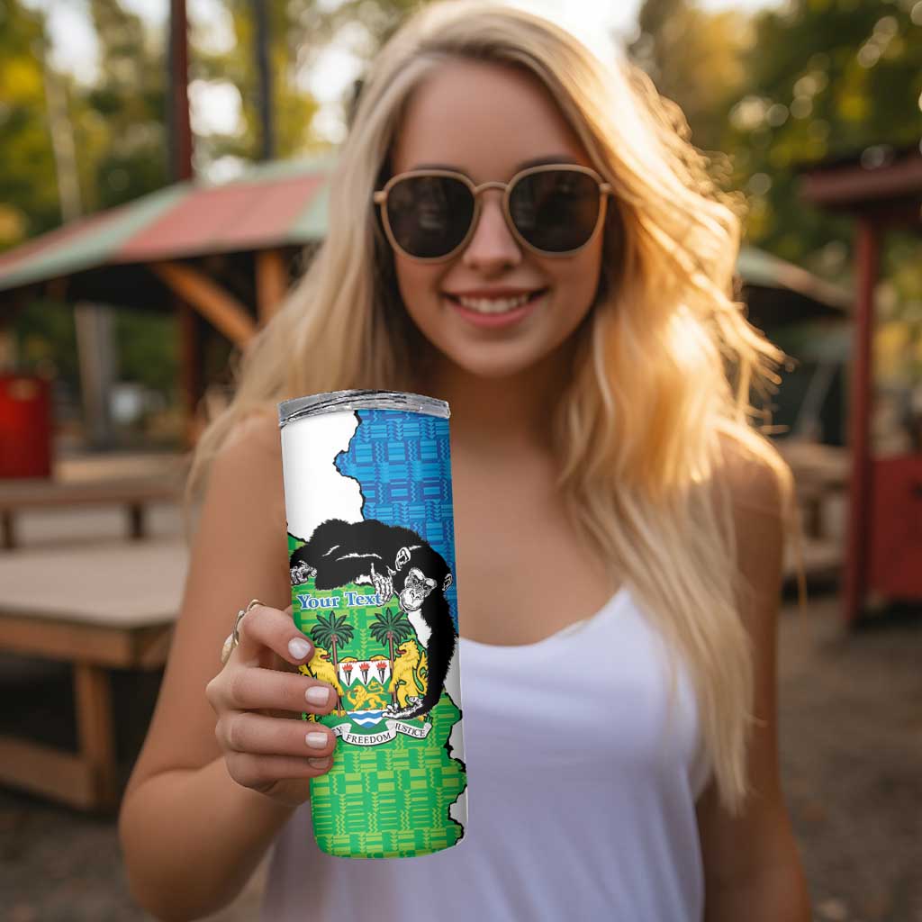 Personalised Sierra Leone Skinny Tumbler Chimpanzee With Coat Of Arms - Wonder Print Shop