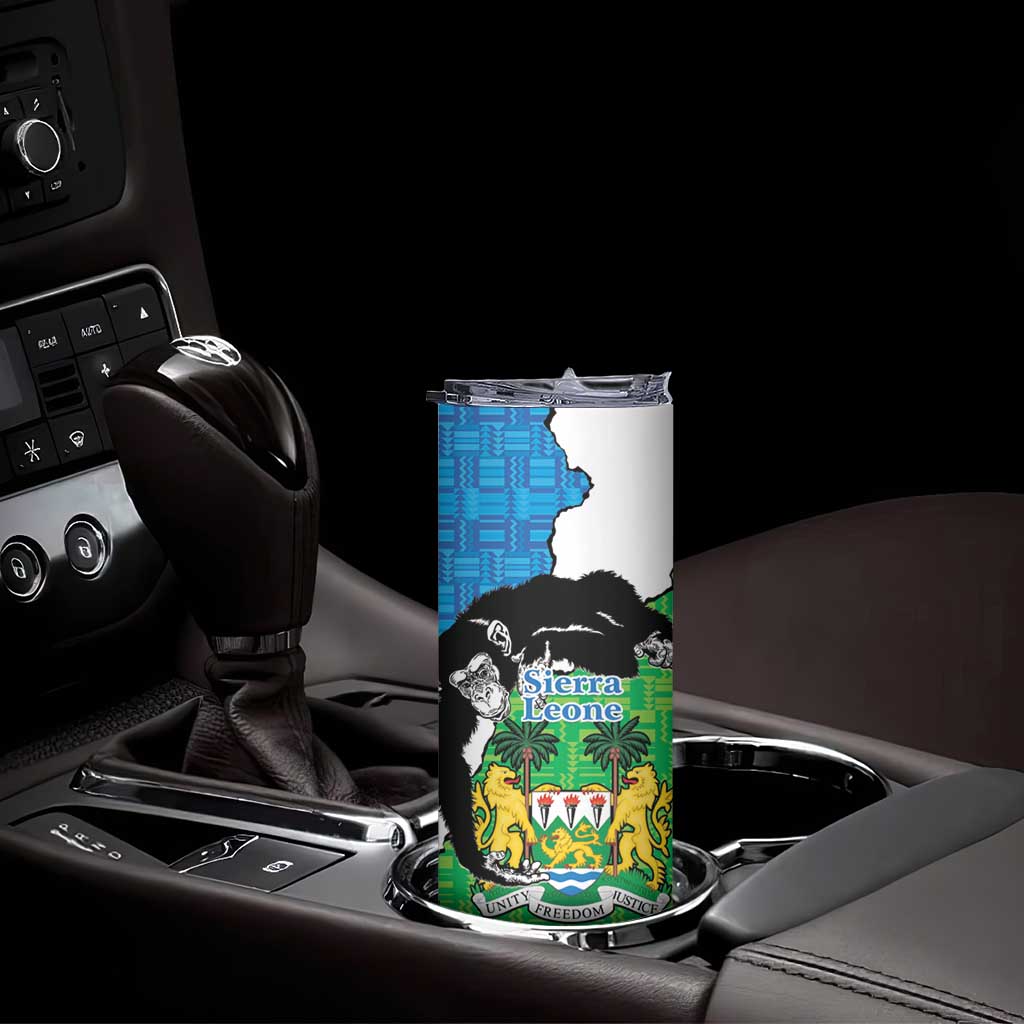 Personalised Sierra Leone Skinny Tumbler Chimpanzee With Coat Of Arms - Wonder Print Shop