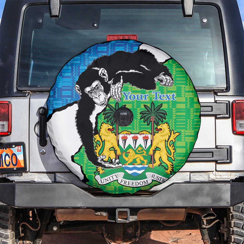 Personalised Sierra Leone Spare Tire Cover Chimpanzee With Coat Of Arms - Wonder Print Shop