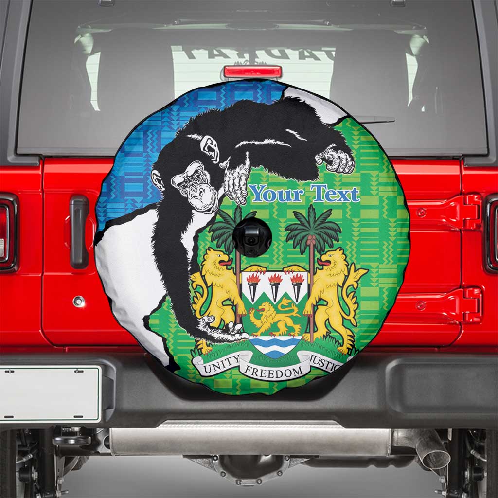 Personalised Sierra Leone Spare Tire Cover Chimpanzee With Coat Of Arms - Wonder Print Shop