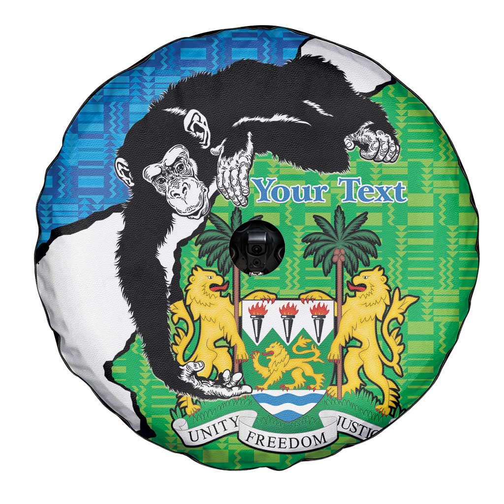 Personalised Sierra Leone Spare Tire Cover Chimpanzee With Coat Of Arms - Wonder Print Shop