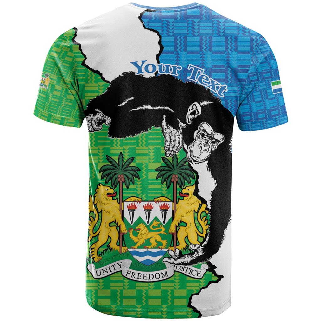 Personalised Sierra Leone T Shirt Chimpanzee With Coat Of Arms - Wonder Print Shop