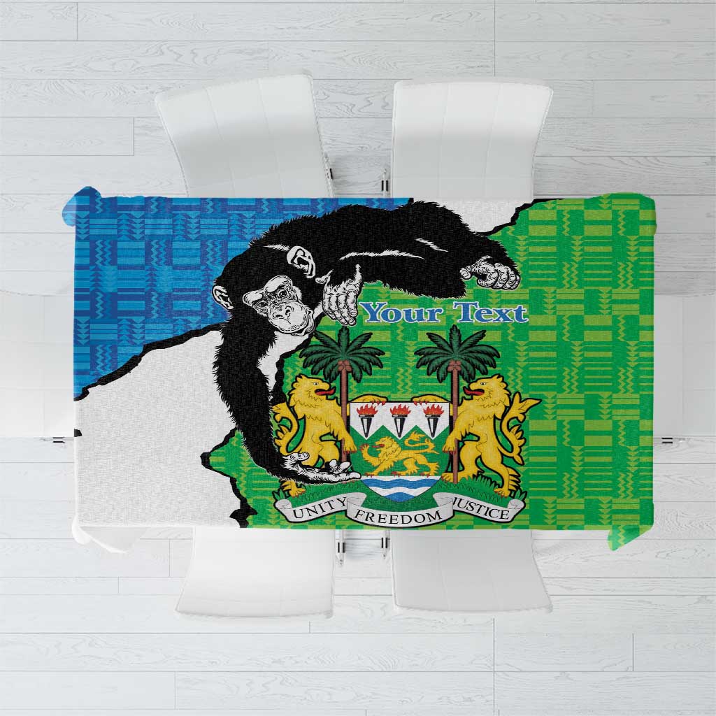 Personalised Sierra Leone Tablecloth Chimpanzee With Coat Of Arms - Wonder Print Shop