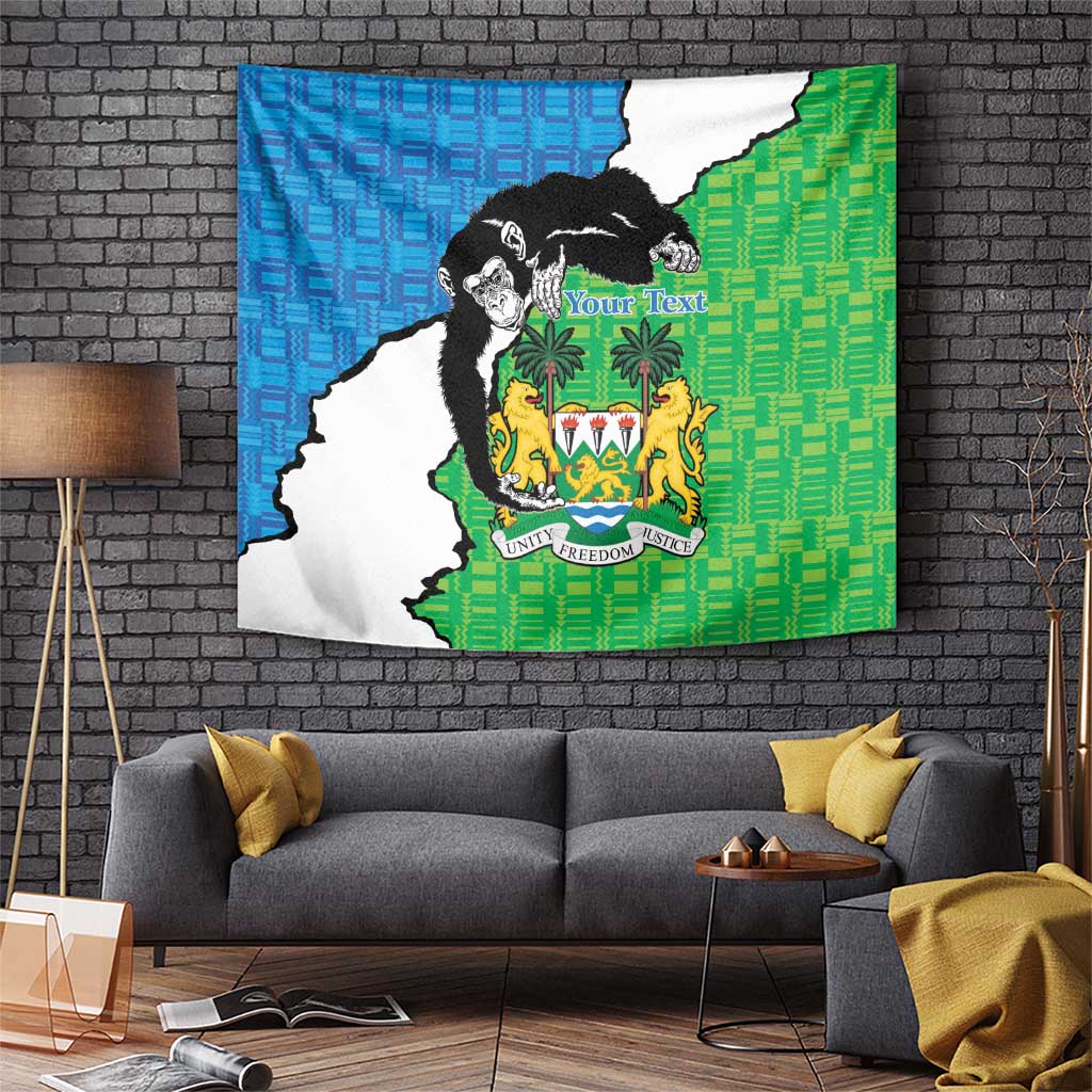 Personalised Sierra Leone Tapestry Chimpanzee With Coat Of Arms - Wonder Print Shop