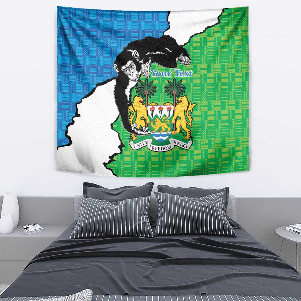 Personalised Sierra Leone Tapestry Chimpanzee With Coat Of Arms - Wonder Print Shop
