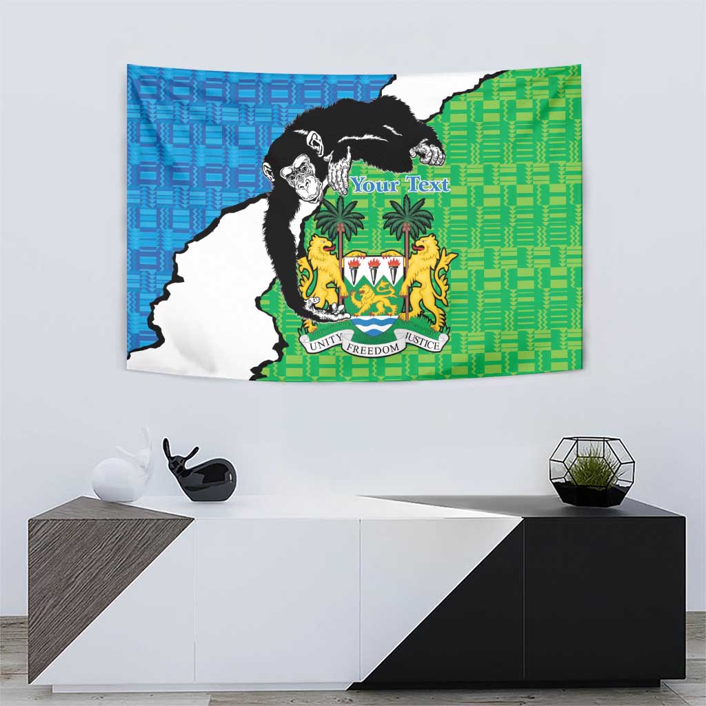Personalised Sierra Leone Tapestry Chimpanzee With Coat Of Arms - Wonder Print Shop