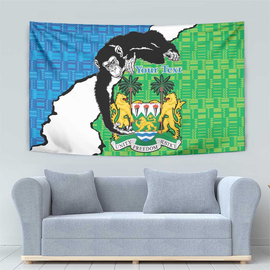 Personalised Sierra Leone Tapestry Chimpanzee With Coat Of Arms - Wonder Print Shop