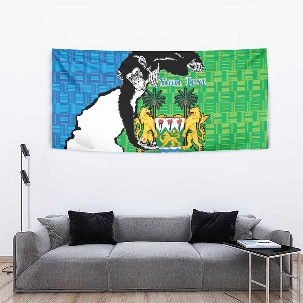 Personalised Sierra Leone Tapestry Chimpanzee With Coat Of Arms - Wonder Print Shop