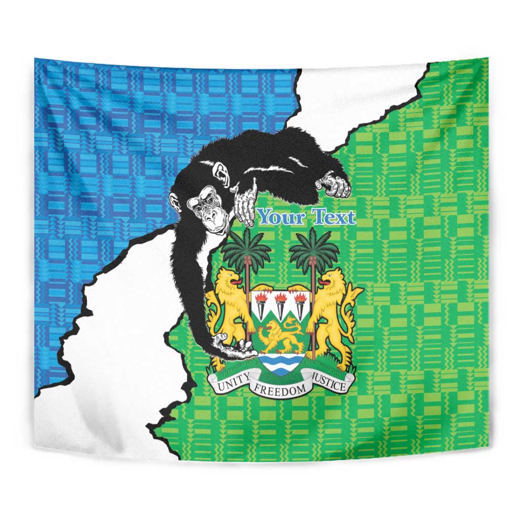Personalised Sierra Leone Tapestry Chimpanzee With Coat Of Arms - Wonder Print Shop