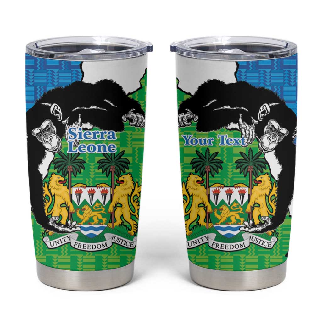 Personalised Sierra Leone Tumbler Cup Chimpanzee With Coat Of Arms - Wonder Print Shop