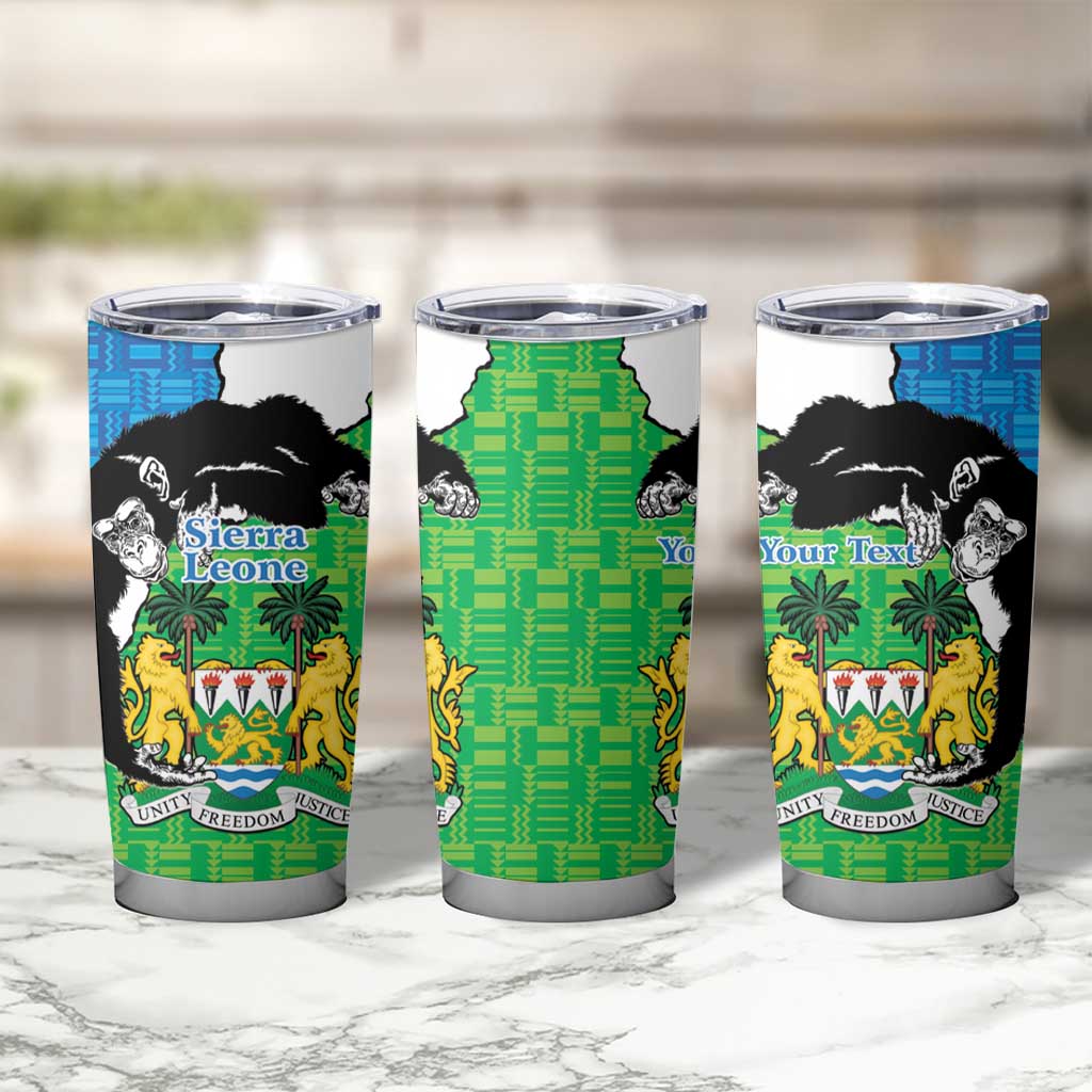 Personalised Sierra Leone Tumbler Cup Chimpanzee With Coat Of Arms - Wonder Print Shop