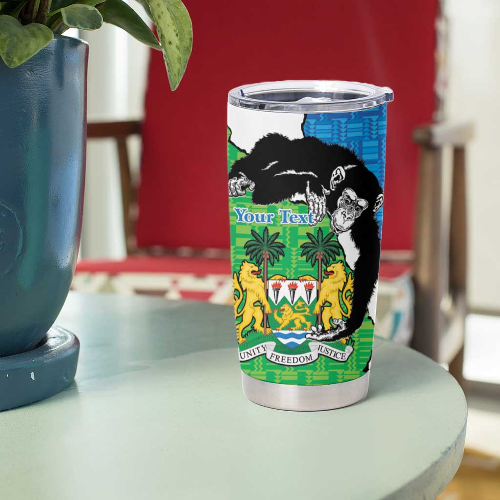 Personalised Sierra Leone Tumbler Cup Chimpanzee With Coat Of Arms - Wonder Print Shop