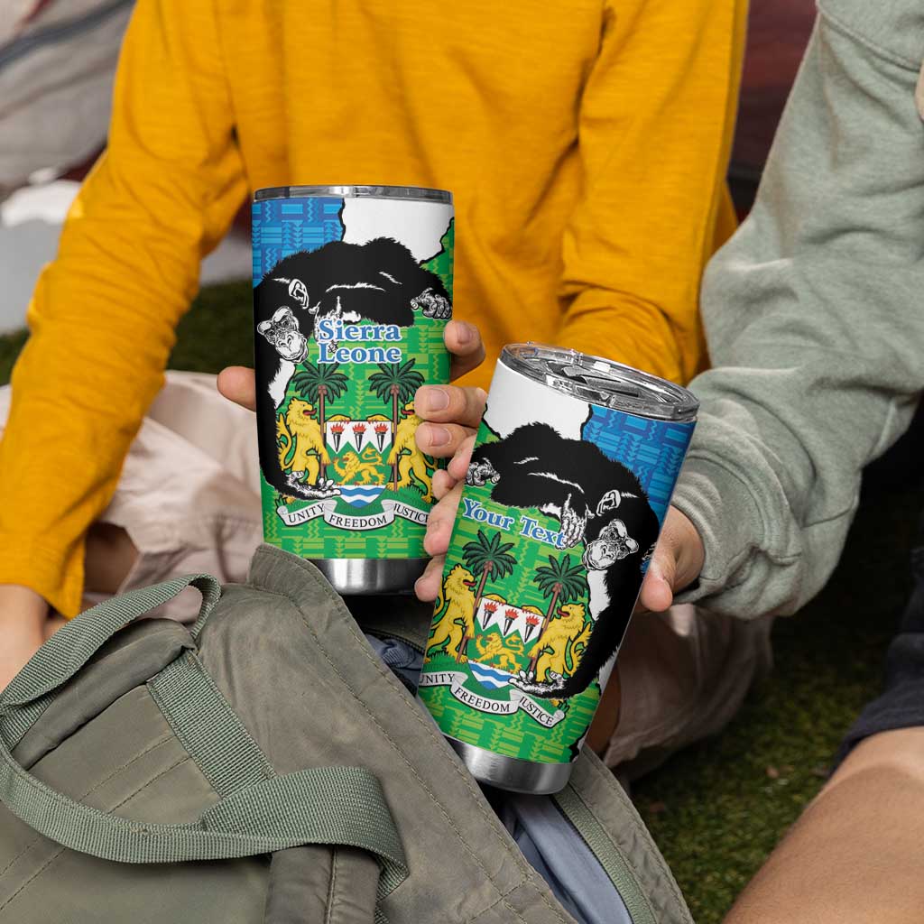 Personalised Sierra Leone Tumbler Cup Chimpanzee With Coat Of Arms - Wonder Print Shop