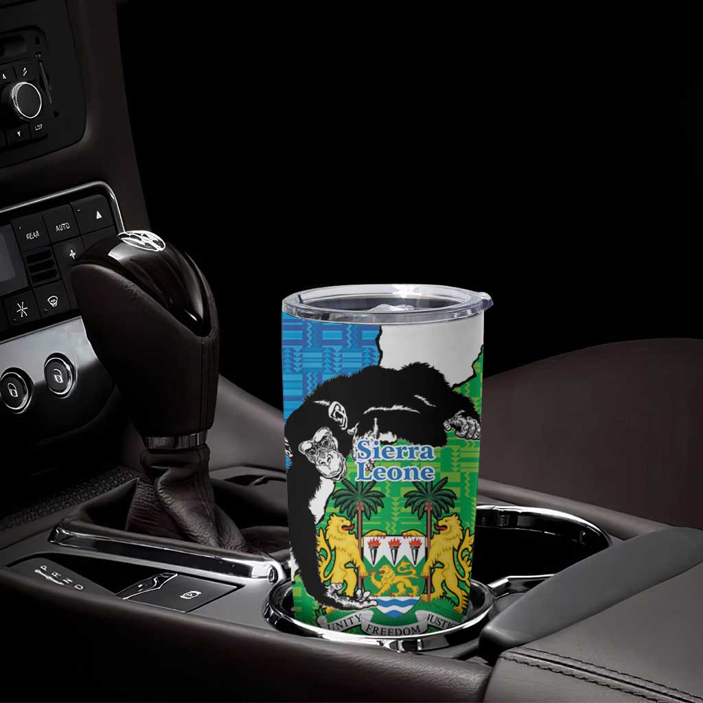 Personalised Sierra Leone Tumbler Cup Chimpanzee With Coat Of Arms - Wonder Print Shop