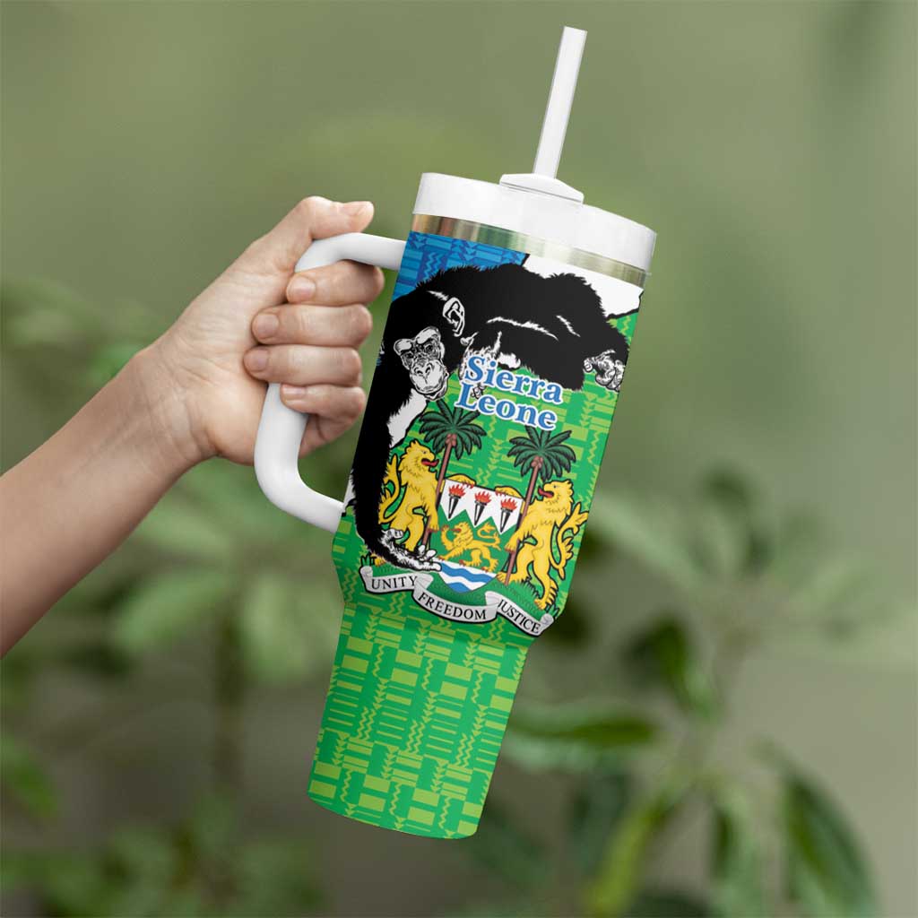 Personalised Sierra Leone Tumbler With Handle Chimpanzee With Coat Of Arms - Wonder Print Shop