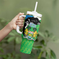 Personalised Sierra Leone Tumbler With Handle Chimpanzee With Coat Of Arms - Wonder Print Shop