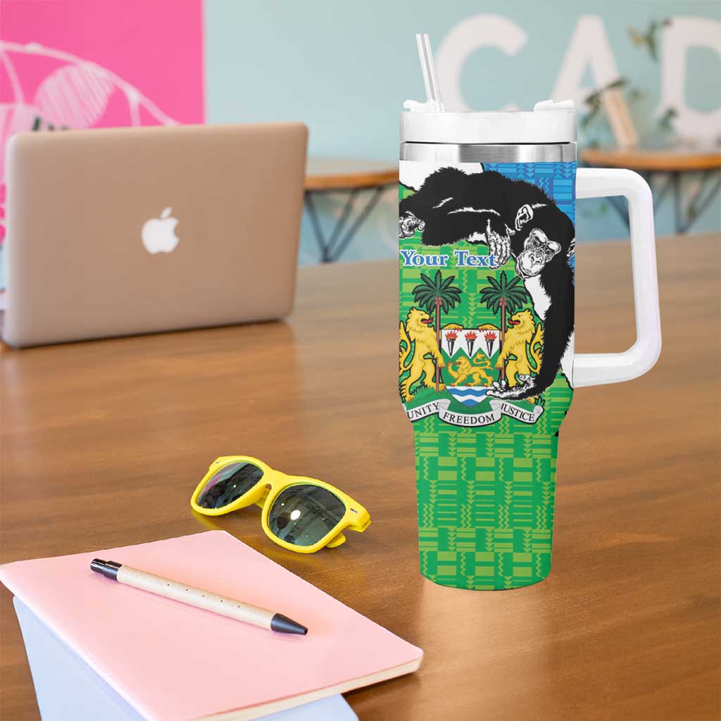 Personalised Sierra Leone Tumbler With Handle Chimpanzee With Coat Of Arms - Wonder Print Shop