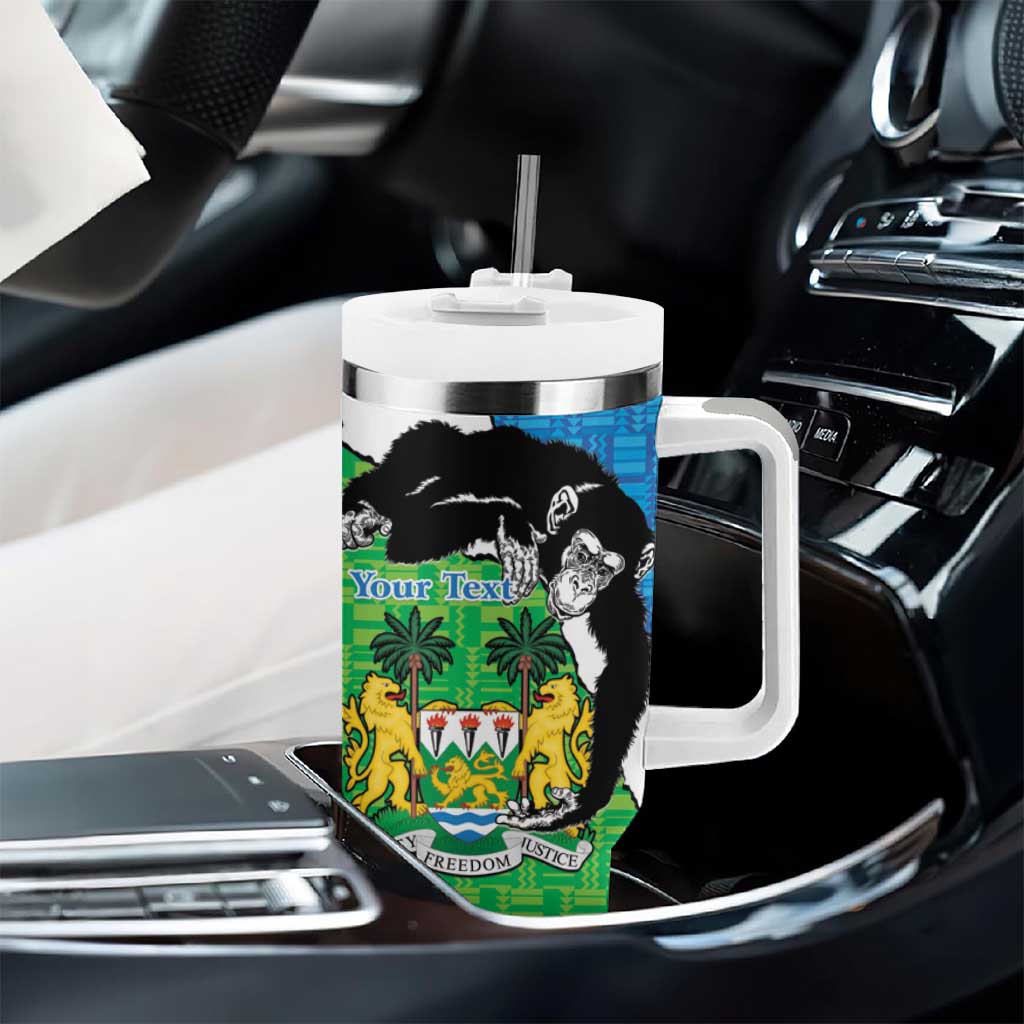 Personalised Sierra Leone Tumbler With Handle Chimpanzee With Coat Of Arms - Wonder Print Shop