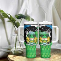Personalised Sierra Leone Tumbler With Handle Chimpanzee With Coat Of Arms - Wonder Print Shop