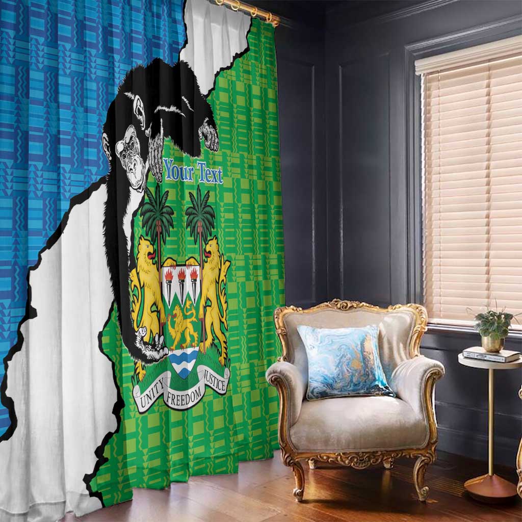 Personalised Sierra Leone Window Curtain Chimpanzee With Coat Of Arms - Wonder Print Shop