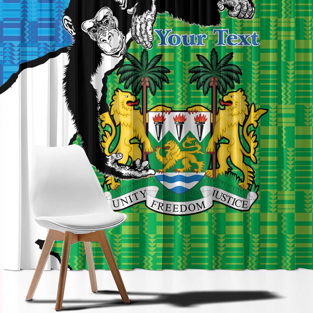 Personalised Sierra Leone Window Curtain Chimpanzee With Coat Of Arms - Wonder Print Shop
